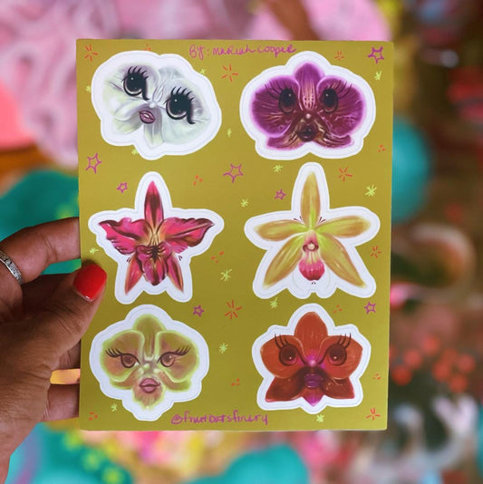 whimsical orchids sticker sheet