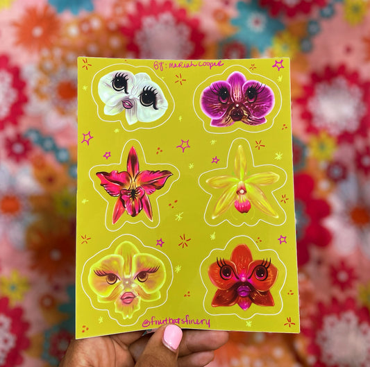 whimsical orchids sticker sheet